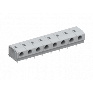 Клемма на плату 235308/010, Клемма, горизонтальный подвод кабеля, на плату, шаг: 7.5 мм, 8 полюсов, фиксация провода Push-in, исполнение: два вывода на полюс, 630V, 17,5A, цвет: серый