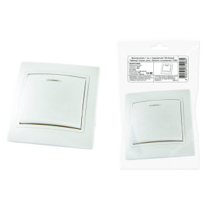 Выключатель 1 кл. с подсветкой 10А белый "Таймыр" (пром. упак., бакелит. основание) SQ1814-0504