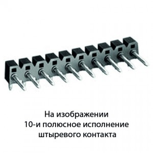 Контакт штыревой Z5.540.3825.0, Штыревой контакт, вертикальный, на плату, диаметр штыря 1 мм, шаг 3,5 мм, 8 полюсов, фиксация на плате пайкой, 250V, 4А, цвет: черный, серия 8520 S