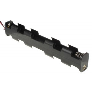 12BH365A-GR, Контакты, защелки, держатели и пружины для цилиндрических батарей 6 AA W/6" WIRE LDS
