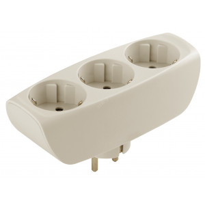 Разветвитель электрический SP-3e-I на 3 розетки c заземлением со шторками 16А слоновая кость Б0002370