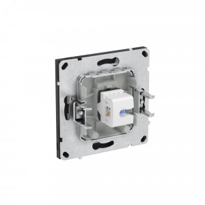 Компьютерная розетка RJ-45 без шторки, кат.6А одинарная,KANT, черный уголь 7012673