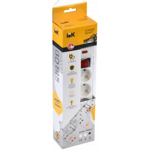 Сетевой фильтр СФ-05К 16А 5 мест 2P+PE/5м 3х1мм2 WFP10-16-05-05-N