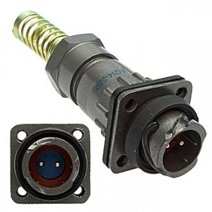 FQ14-2PIN ZPJ-8, Блочная вилка, 2 контакта, с патрубком и пружинным хвостовиком под кабель 8мм