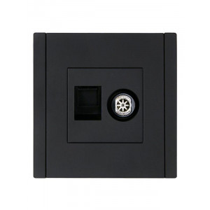 FORTE&PIANO Розетка двойная TV+RJ45 кат.6 FP137 черный IEK FP-AK20-2-K02