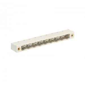 Вилочный разъем на плату 8313 S/9 WF OB, Вилочный разъем, горизонтальный, на плату, шаг: 7.5 мм, 9 полюсов, фиксация на плате пайкой, исполнение: без маркировки, с монтажными фланцами, 690V, 12А, цвет: серый