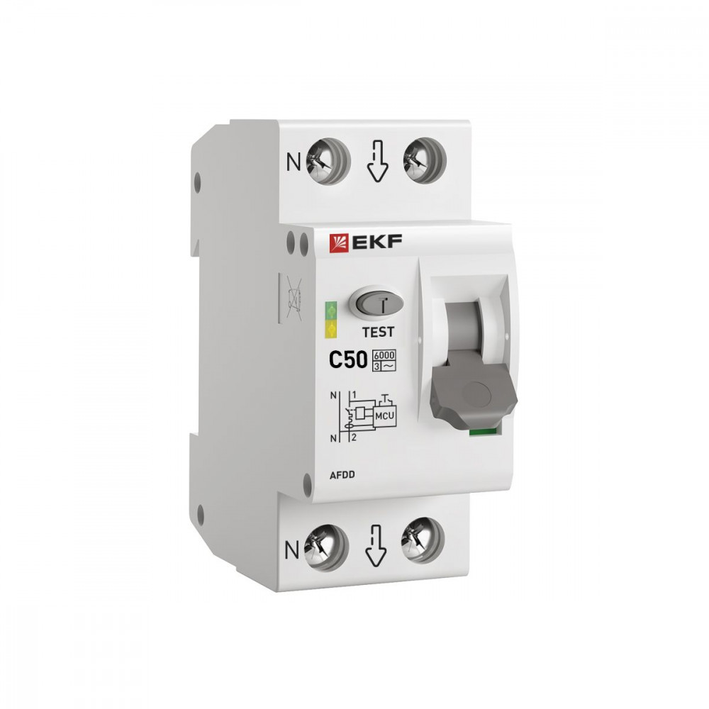 Изображение товара Устройство защиты от дугового пробоя (УЗДП) 1P+N C 50А 6кА с Автоматический выключатель PROxima afdd-2-50C-pro