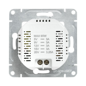 Механизм розетки USB-С, быстрая, белый Эпика EKF UP1-SOW-USBCF