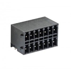 Вилочный разъем на плату 8513 SEGN/7 W F2 THROB, Вилочный разъем, 2 этажа, THR, горизонталный, на плату, шаг: 3.5 мм, 7 полюсов, фиксация на плате пайкой, исполнение: без маркировки, с защелками, 160V, 8А, цвет: черный