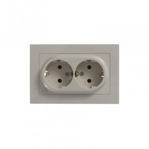 Розетка 2-м СП AtlasDesign 16А IP20 с заземл. в сборе беж. SE ATN000224