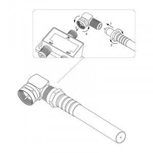 Переходник антенный, (штекер F - гнездо F), угловой, (1шт) 06-0021-A