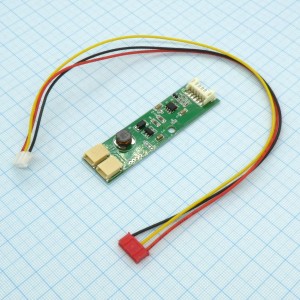 20H75-B1-V1.0 + 3-pin cable, Драйвер (pcb) на 2 линейки для LED-подсветки мониторов + 3-pin кабель, 20*75мм, вход 12В, выход 9В 700-750мА
