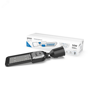 Светильник уличный Qplus 50W 6000lm 5000K 120-260V IP65 370*145*45мм черный КСС 