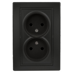 Розетка Plano 1-204-05 без заземления двойная 2х2P, 16А-250В, IP20, СУ, антрацит Б0053911