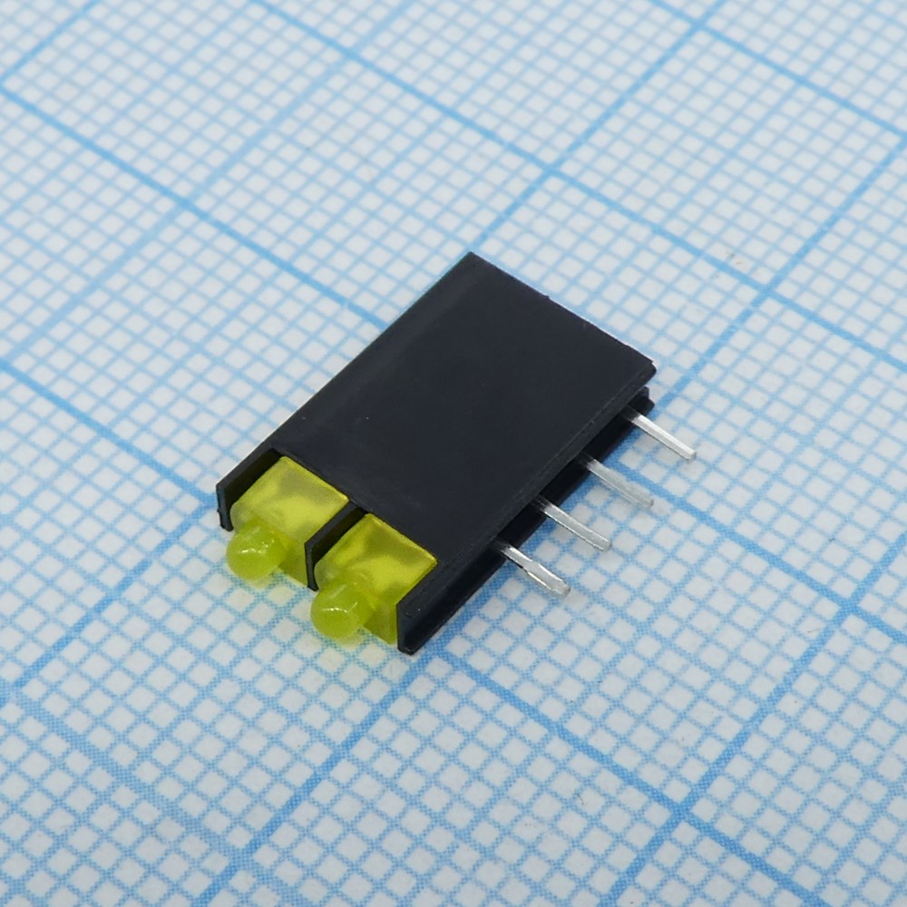 Изображение товара Светодиодный модуль 2LED 1,8мм желтый 588нм 70° для электроники