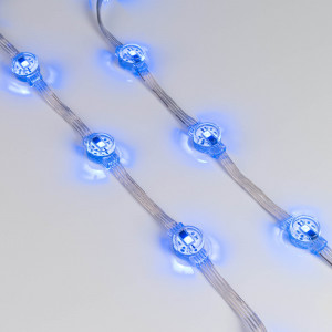 Модуль управляемый DMX-B1-D20 12V RGB (0.3W, IP68, 120 deg) 036777, Управляемый светодиодный модуль DMX, RGB, микросхема GS8512, напряжение 12 В, мощность 0.3 Вт, 1 светодиод SMD 5060, угол 120°. Создание медиафасадов, 20 шт на проводе, расстояние между центрами модулей 105 мм, длина провода между модулями 75 мм. Степень