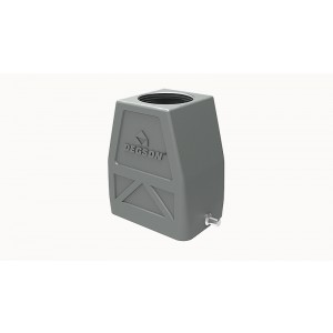 Крышка разъема D6B-TEH-2g-M25, Крышка разъема на кабель, типоразмер 6B, высокое исполнение, без уплотнителя, 1 отверстие с резьбой для кабельных вводов M25x1,5, с верхним расположением, без защелки (упоры под одну защелку), материал корпуса: алюминиевый сплав