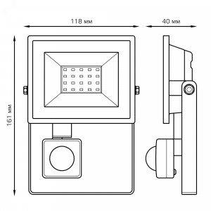 Прожектор светодиодный Elementary 20Вт 6500К IP65 1300лм 175-265В ДО с датчиком движения черн. 628511320