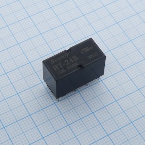 BT-24S 24VDC, Субминиатюрное электромеханическое двухрядное реле; монтаж на печатную плату; 2CO 2A; контакты AgNi+Au; катушка 24В DC (чувствит.); влагозащита RTIII