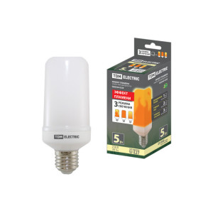 Лампа светодиодная "Эффект пламени" Т65-5 Вт-230 В-1500 К-E27 (65х138) SQ0340-0339