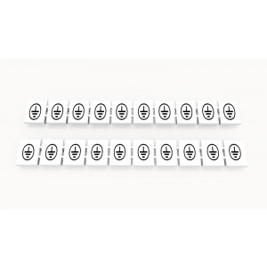 Маркировка (в кассетах) ZB8-10P-19-45Z(H), Кассета с маркировочными шильдиками, для клемм сечением 6 мм.кв., верхняя, 10 шильдиков, нанесенные символы: земля в кружочке, с вертикальным расположением, размер шильдика: 7,45 x 10,7 мм, цвет: белый