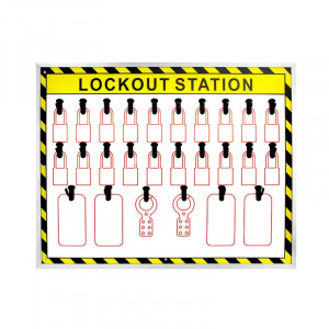 gwrB7-1, Станция блокировочная открытая на 4 замка и бирки, пластик, 280х400 мм, цвет – белый, 1 шт/упак