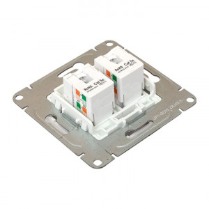 Механизм розетки RJ45 - 2шт, (cat5), белый Эпика EKF UP1-SOW-2RJ45-5