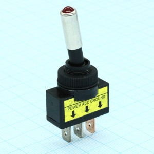 ASW-15D/R, Тумблер красный с подсветкой ON-OFF (20A 12В)