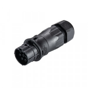 Розеточный разъем на кабель RST20I7S B1 ZR3 SW, Розеточный разъем на кабель диаметром 13-18 мм, 7 полюсов, тип фиксации провода: винтовой, номинальные характеристики: 250/400V, 20A, цвет корпуса: черный, цвет контактной вставки: черный, серия RST Classic