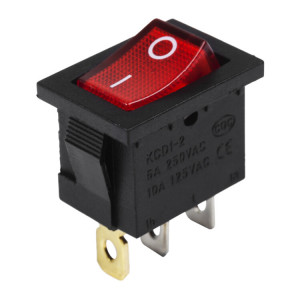 36-2165 Выключатель клавишный 24V 15А (3с) ON-OFF красный с подсветкой Mini REXANT(кр.10шт)