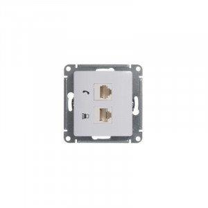 Розетка компьютерная + телефонная 2-м СП Glossa RJ45 + RJ11 кат.5E механизм бел. SE GSL000185