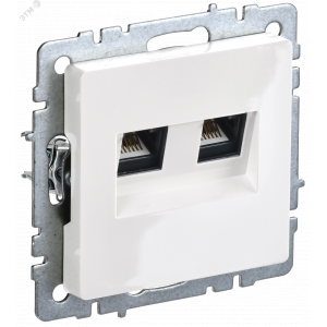 Розетка компьютерная двойная СП RJ45 кат.5E BRITE РК10-2-БрБ бел. BR-K20-1-K01