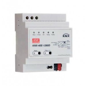 KNX-40E-1280D, AC-DC для системы KNX, 38.4Вт, вход 180…264V AC, 47…63Гц /254…370В DC, выход 30В/1280мA, интегр. шина KNX, изоляция 4200В AC, на DIN-рейку 72х90х57мм, -30…+70°С, с функцией диагностики