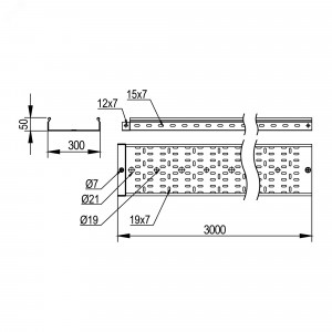 Лоток перфорированный 50x300х3000, 2,0 мм SPH30530