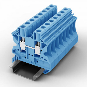 Проходная клемма UUK-6-BE, Проходная клемма, тип фиксации провода: винтовой, номинальное сечение: 6 мм кв., 41A, 1000V, ширина: 8,2 мм, цвет: синий, тип монтажа: DIN35
