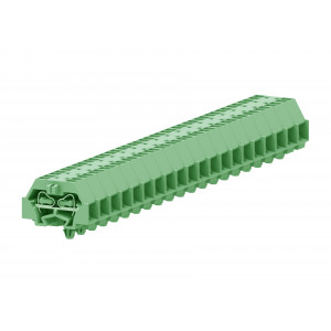 Проходная клемма (MINI) 240346, Проходная клемма, MINI, боковой подвод кабеля, 4 точки подключения, тип фиксации провода: пружинный, номинальное сечение: 1,5 мм кв., 18A, 400V, ширина: 8 мм, цвет: зеленый, тип монтажа: защелки в панель