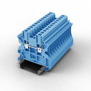 Проходная клемма UUK-2.5-BE, Проходная клемма, тип фиксации провода: винтовой, номинальное сечение: 2,5 мм кв., 24A, 1000V, ширина: 5,2 мм, цвет: синий, тип монтажа: DIN35