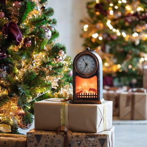 Светодиодный камин Старинные часы с эффектом живого огня 14,7x11,7x25 см, бронза, батарейки 2хС (не в комплекте) USB 511-021