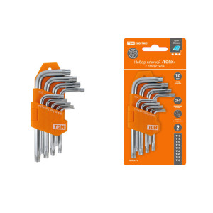 Набор ключей "TORX" с отверстием 9 шт: Т10-Т50 (держатель в блистере), CR-V сталь "Алмаз" SQ1021-0102