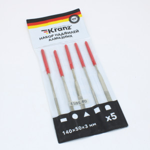 Набор надфилей алмазных 140х50х3 мм, 5 шт. KR-12-4111, Набор надфилей алмазных 140х50х3 мм, 5 шт.
