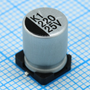 CK025M221F10PKKKV00R, Конденсатор алюминиевый электролитический 220мкФ 25В ±20% (8х10)мм SMD 300мА 2000часов 105°C лента на катушке