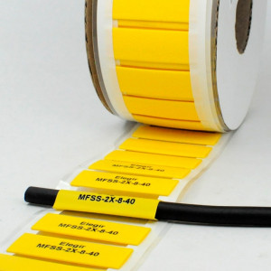 Маркер плоский MFSS-2X-8-40-Y, Маркер термоусадочный, для маркировки и изоляции проводов и кабелей, длина 40 мм, диаметр провода: 4 - 8 мм, цвет желтый, для принтера: RT200, RT230, в упаковке 500 маркеров