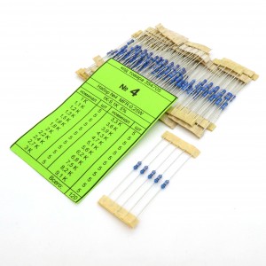 Набор резисторов №4 MFR-25J(F) 1K-9.1K, Набор выводных резисторов 0.25W, ряд Е24 ( по 5 шт.) номиналы 1K-9,1K Ом, 5%(1%)