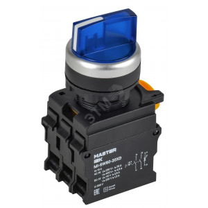 Переключатель с подсветкой 3 полож. 2NO синий MASTER IEK MI-SW60-20XD-4-14-3-K07