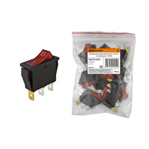 Клавишный переключатель YL-202-03 черный корпус красная клавиша 2 положения 1з SQ0703-0025