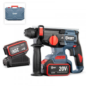 Перфоратор аккумуляторный HB-20-24 серия ПРОФИ, Перфоратор аккумуляторный 20V бесщеточный с максимальным размером оснастки SDS-Plus до 24 мм, 2 аккумуляторные батареи: Li-ion, 20 В/4Ач, зарядное устройство, кейс