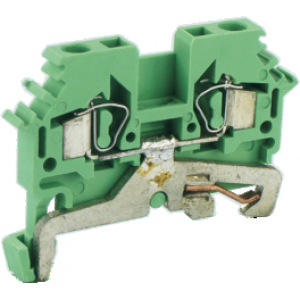 Заземляющая клемма UJ1-2.5/2JD, Заземляющая клемма, тип фиксации провода: пружинный, номинальное сечение: 2,5 мм кв., ширина: 5 мм, цвет: зеленый, тип монтажа: DIN35
