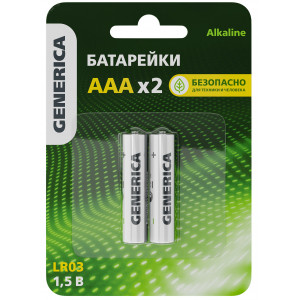 Батарейка щелочная Alkaline LR03/AAA (2шт/блистер) GENERICA ABT-LR03-ST-L02-G