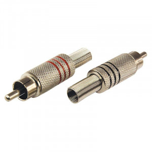 Разъем аудио, RCA под винт, металл Silver, (2 шт) 06-0151-A2, Комплект красный+черный в инд. упаковке