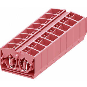 Проходная клемма (MINI) 254359, Проходная клемма, MINI, верхний подвод кабеля, 4 точки подключения, тип фиксации провода: пружинный, номинальное сечение: 2,5 мм кв., 24A, 800V, ширина: 10 мм, цвет: розовый, тип монтажа: без фиксации